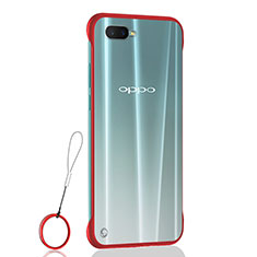 Transparent Crystal Hard Rigid Case Back Cover S04 for Oppo K1 Red