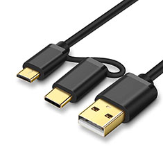 Type-C and Mrico USB Charger USB Data Cable Charging Cord Android Universal T01 for Nokia 2.4 Black