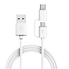Type-C and Mrico USB Charger USB Data Cable Charging Cord Android Universal T04 for Oppo Reno8 Pro+ Plus 5G White