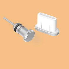 Type-C Anti Dust Cap USB-C Plug Cover Protector Plugy Android Universal for Motorola Moto Edge X30 Pro 5G Silver