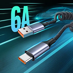 Type-C Charger USB-C Data Cable Charging Cord Android Universal 6A H02 for Oppo Find X7 Ultra 5G Black
