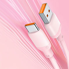 Type-C Charger USB-C Data Cable Charging Cord Android Universal 6A H04 for Apple iPhone 15 Pink