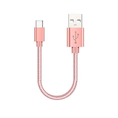 Type-C Charger USB Data Cable Charging Cord Android Universal 30cm S05 for Alcatel 3 Rose Gold