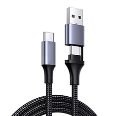Type-C USB-C to Type-C USB-C Cable Adapter 100W H01 for Apple iPhone 15 Plus Dark Gray
