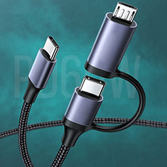 Type-C USB-C to Type-C USB-C Cable Adapter 60W H02 for Apple iPhone 15 Plus Black