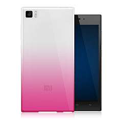 Ultra Slim Transparent Gel Gradient Soft Case for Xiaomi Mi 3 Pink