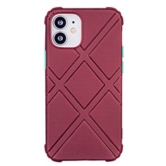 Ultra-thin Silicone Gel Soft Case 360 Degrees Cover C02 for Apple iPhone 12 Red Wine