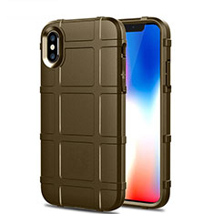 Ultra-thin Silicone Gel Soft Case 360 Degrees Cover for Apple iPhone Xs Brown