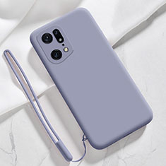 Ultra-thin Silicone Gel Soft Case 360 Degrees Cover for Oppo Find X5 5G Lavender Gray
