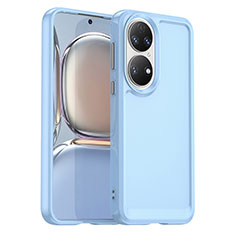 Ultra-thin Silicone Gel Soft Case 360 Degrees Cover J02S for Huawei P50 Pro Sky Blue