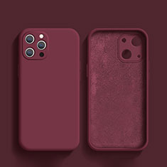 Ultra-thin Silicone Gel Soft Case 360 Degrees Cover S02 for Apple iPhone 13 Pro Max Red Wine