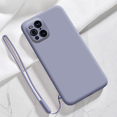 Ultra-thin Silicone Gel Soft Case 360 Degrees Cover S02 for Oppo Find X3 Pro 5G Lavender Gray