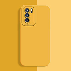 Ultra-thin Silicone Gel Soft Case 360 Degrees Cover S04 for Oppo Reno6 5G Yellow