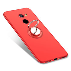 Ultra-thin Silicone Gel Soft Case Cover with Finger Ring Stand for Huawei Enjoy 7 Plus Red