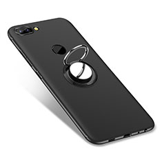 Ultra-thin Silicone Gel Soft Case Cover with Finger Ring Stand for Huawei Enjoy 7S Black