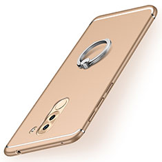 Ultra-thin Silicone Gel Soft Case Cover with Finger Ring Stand for Huawei GR5 (2017) Gold
