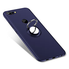 Ultra-thin Silicone Gel Soft Case Cover with Finger Ring Stand for Huawei P Smart Blue