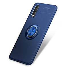 Ultra-thin Silicone Gel Soft Case Cover with Finger Ring Stand for Huawei P20 Blue