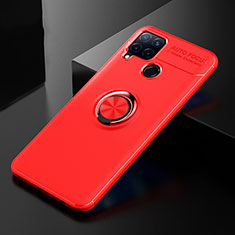 Ultra-thin Silicone Gel Soft Case Cover with Finger Ring Stand for Realme C15 Red