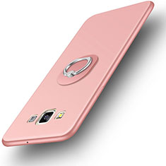 Ultra-thin Silicone Gel Soft Case Cover with Finger Ring Stand for Samsung Galaxy A3 SM-300F Rose Gold