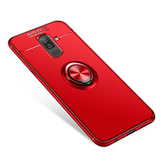 Ultra-thin Silicone Gel Soft Case Cover with Finger Ring Stand for Samsung Galaxy A6 Plus (2018) Red