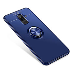 Ultra-thin Silicone Gel Soft Case Cover with Finger Ring Stand for Samsung Galaxy A6 Plus Blue