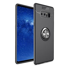 Ultra-thin Silicone Gel Soft Case Cover with Finger Ring Stand for Samsung Galaxy Note 8 Black