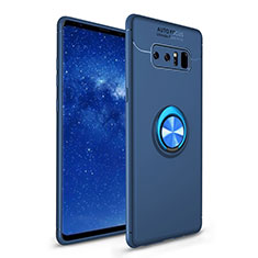 Ultra-thin Silicone Gel Soft Case Cover with Finger Ring Stand for Samsung Galaxy Note 8 Blue