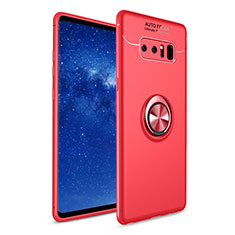 Ultra-thin Silicone Gel Soft Case Cover with Finger Ring Stand for Samsung Galaxy Note 8 Red
