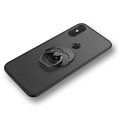 Ultra-thin Silicone Gel Soft Case Cover with Finger Ring Stand for Xiaomi Mi 8 SE Black