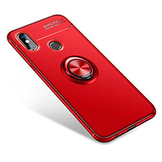 Ultra-thin Silicone Gel Soft Case Cover with Finger Ring Stand for Xiaomi Mi A2 Red