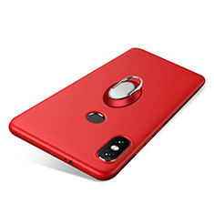 Ultra-thin Silicone Gel Soft Case Cover with Finger Ring Stand for Xiaomi Redmi Note 5 AI Dual Camera Red