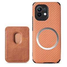 Ultra-thin Silicone Gel Soft Case Cover with Magnetic A05 for Xiaomi Mi 11 Lite 4G Brown