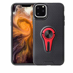Ultra-thin Silicone Gel Soft Case Cover with Magnetic Finger Ring Stand A01 for Apple iPhone 11 Pro Max Red
