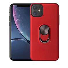 Ultra-thin Silicone Gel Soft Case Cover with Magnetic Finger Ring Stand A01 for Apple iPhone 11 Red
