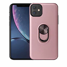 Ultra-thin Silicone Gel Soft Case Cover with Magnetic Finger Ring Stand A01 for Apple iPhone 11 Rose Gold