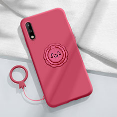 Ultra-thin Silicone Gel Soft Case Cover with Magnetic Finger Ring Stand A01 for Huawei Enjoy 10 Red Wine