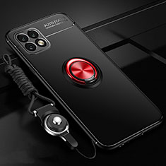 Ultra-thin Silicone Gel Soft Case Cover with Magnetic Finger Ring Stand A01 for Huawei Enjoy 20 5G Red and Black