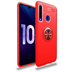 Ultra-thin Silicone Gel Soft Case Cover with Magnetic Finger Ring Stand A01 for Huawei Enjoy 9s Red
