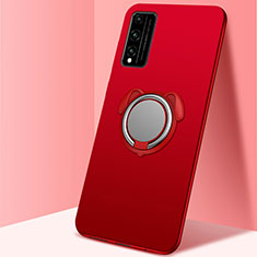Ultra-thin Silicone Gel Soft Case Cover with Magnetic Finger Ring Stand A01 for Huawei Honor Play4T Pro Red