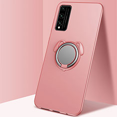 Ultra-thin Silicone Gel Soft Case Cover with Magnetic Finger Ring Stand A01 for Huawei Honor Play4T Pro Rose Gold