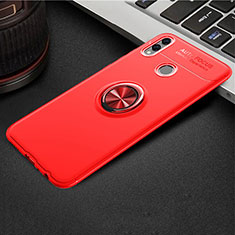 Ultra-thin Silicone Gel Soft Case Cover with Magnetic Finger Ring Stand A01 for Huawei Honor V10 Lite Red