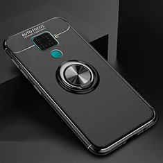 Ultra-thin Silicone Gel Soft Case Cover with Magnetic Finger Ring Stand A01 for Huawei Mate 30 Lite Black