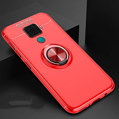 Ultra-thin Silicone Gel Soft Case Cover with Magnetic Finger Ring Stand A01 for Huawei Mate 30 Lite Red