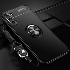 Ultra-thin Silicone Gel Soft Case Cover with Magnetic Finger Ring Stand A01 for Huawei Mate 40 Lite 5G Black