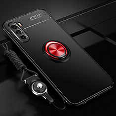 Ultra-thin Silicone Gel Soft Case Cover with Magnetic Finger Ring Stand A01 for Huawei Mate 40 Lite 5G Red and Black