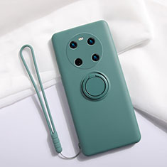 Ultra-thin Silicone Gel Soft Case Cover with Magnetic Finger Ring Stand A01 for Huawei Mate 40E 4G Green