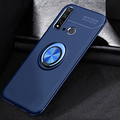 Ultra-thin Silicone Gel Soft Case Cover with Magnetic Finger Ring Stand A01 for Huawei Nova 5i Blue