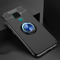 Ultra-thin Silicone Gel Soft Case Cover with Magnetic Finger Ring Stand A01 for Huawei Nova 5i Pro Blue and Black