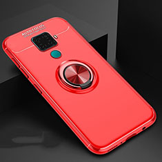 Ultra-thin Silicone Gel Soft Case Cover with Magnetic Finger Ring Stand A01 for Huawei Nova 5i Pro Red